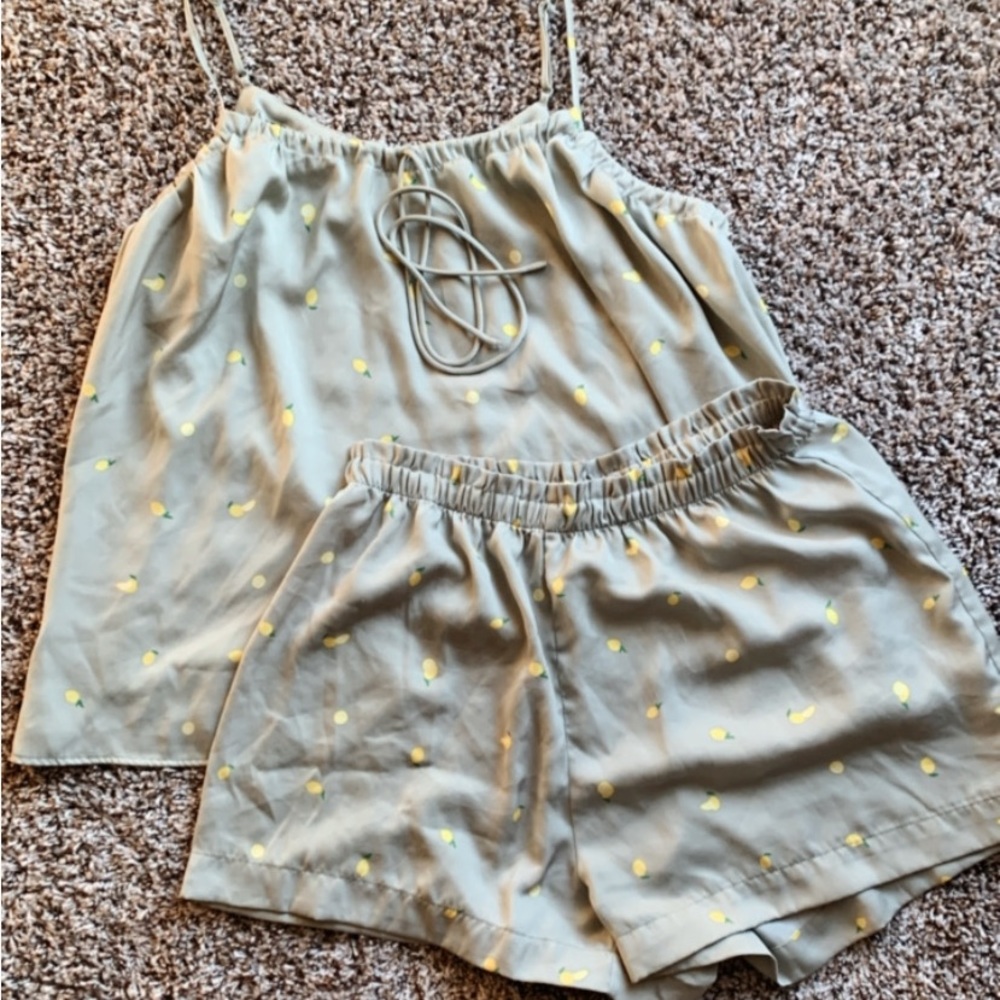 H&M Satin Lemon PJ Set